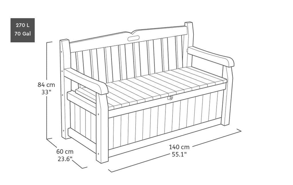 265L Outdoor Garden Storage Bench Box with Seating for 2, Weather Resistant Grey