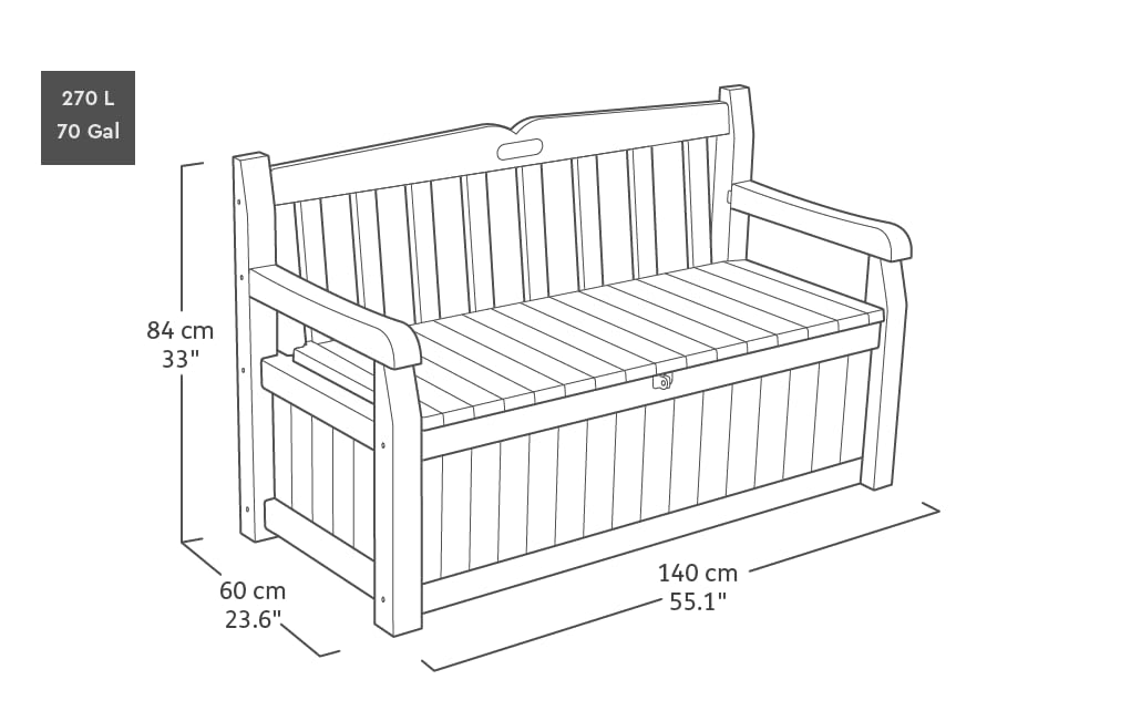 265L Outdoor Garden Storage Bench Box with Seating for 2, Weather Resistant Grey