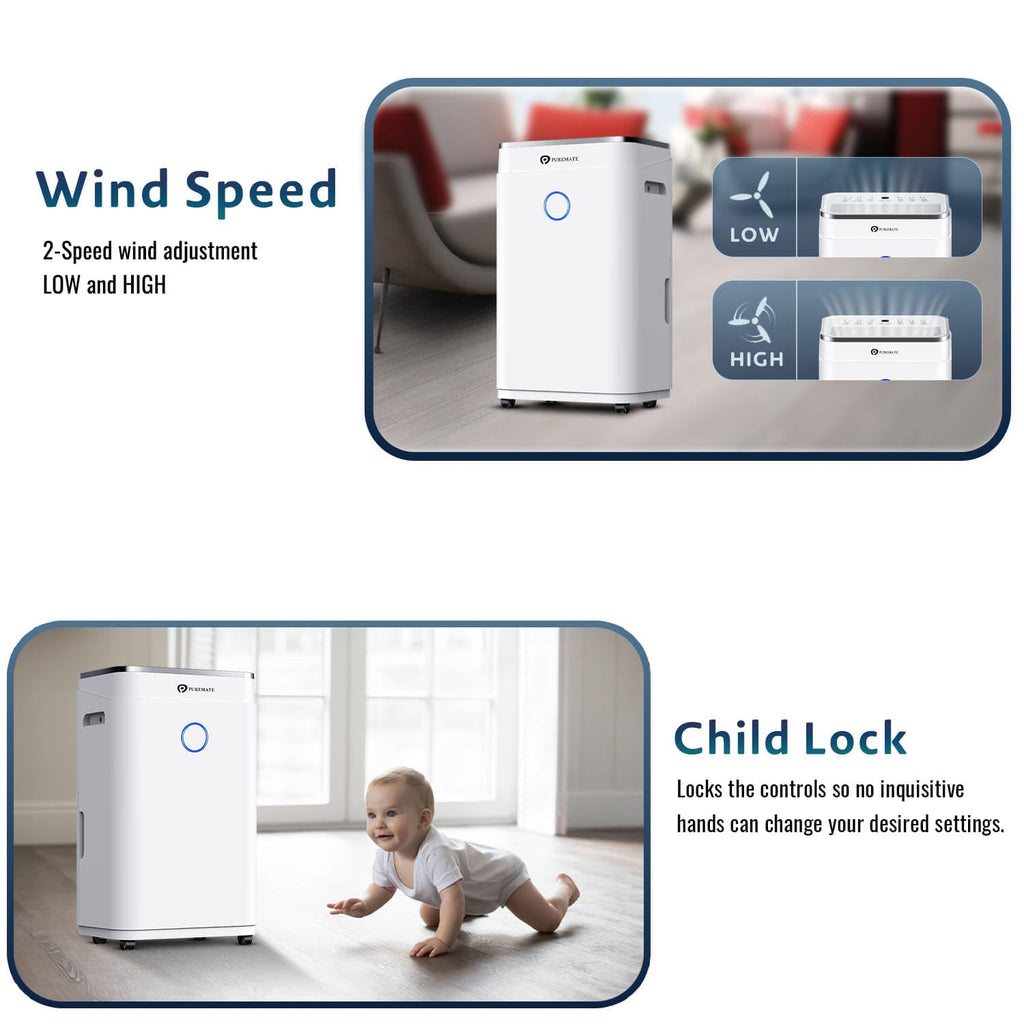 20L Portable Dehumidifier with Digital Display, Laundry Drying & Continuous Drainage