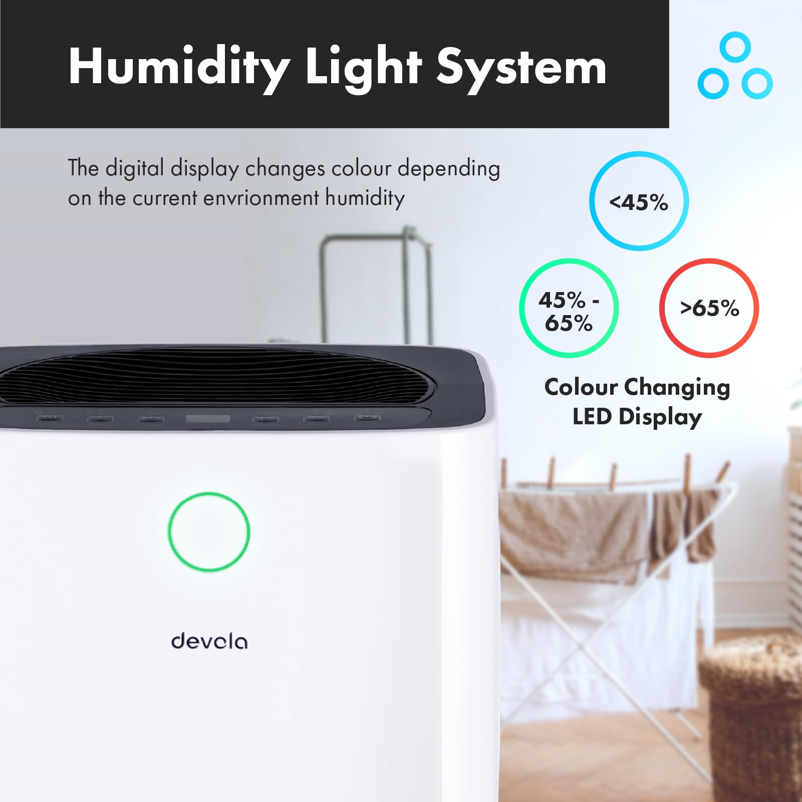 12L Low Energy Dehumidifier with Laundry Drying Mode & Continuous Drainage