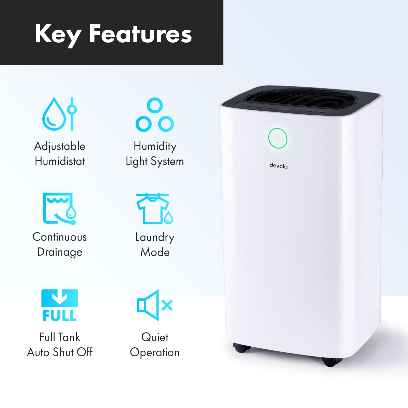 12L Low Energy Dehumidifier with Laundry Drying Mode & Continuous Drainage