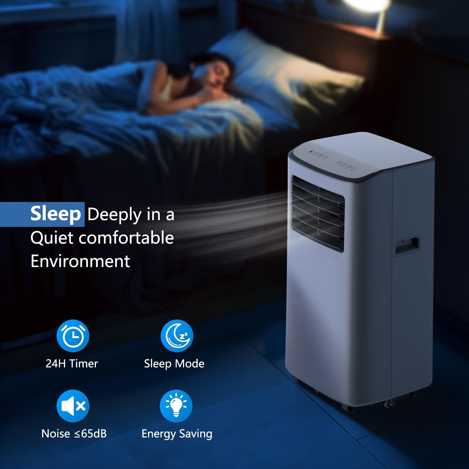 7000 BTU Portable Air Conditioner with Cooling, Fan, Dehumidifier & Sleep Mode