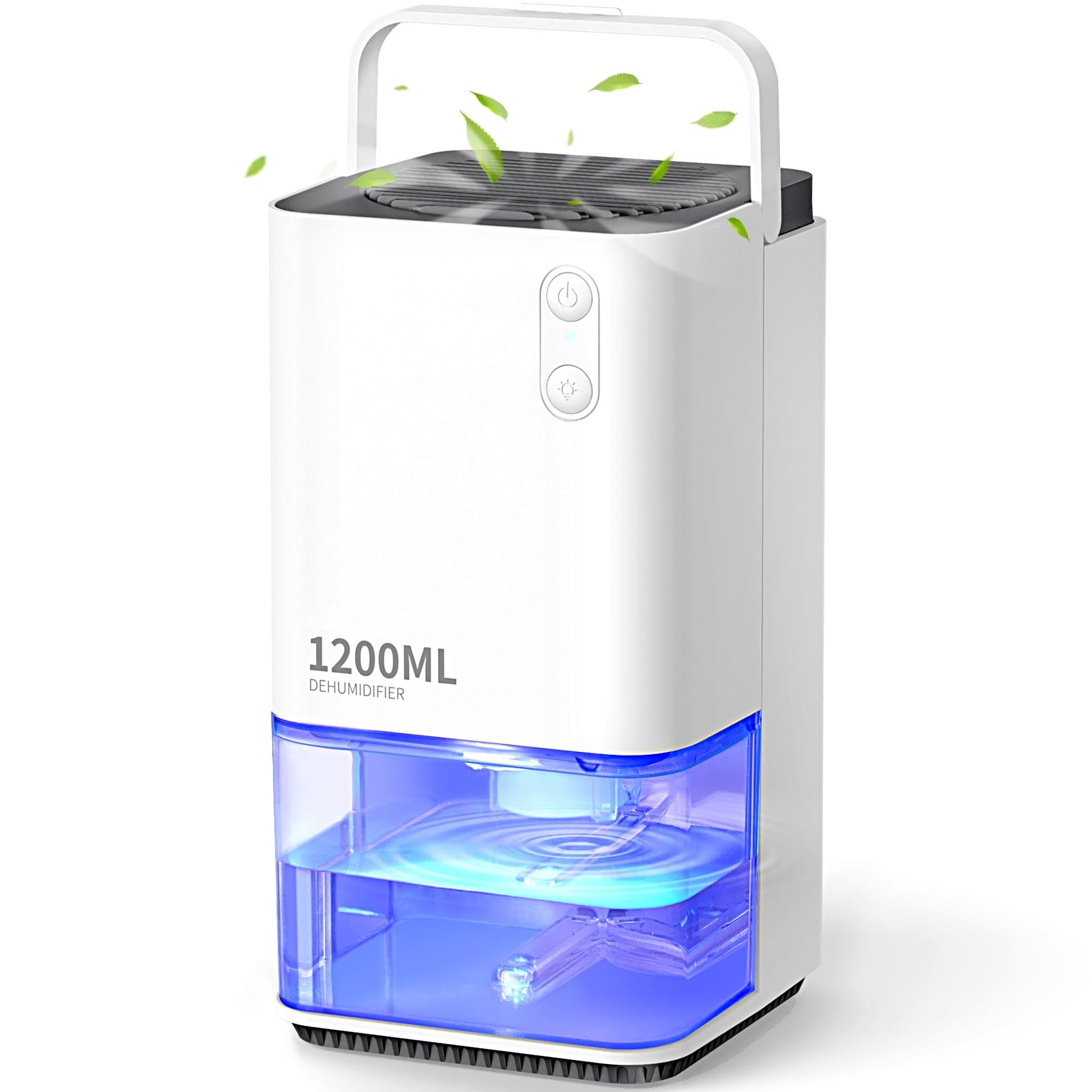 1200ml Portable Electric Dehumidifier with Auto Shut Off & LED Night Light White