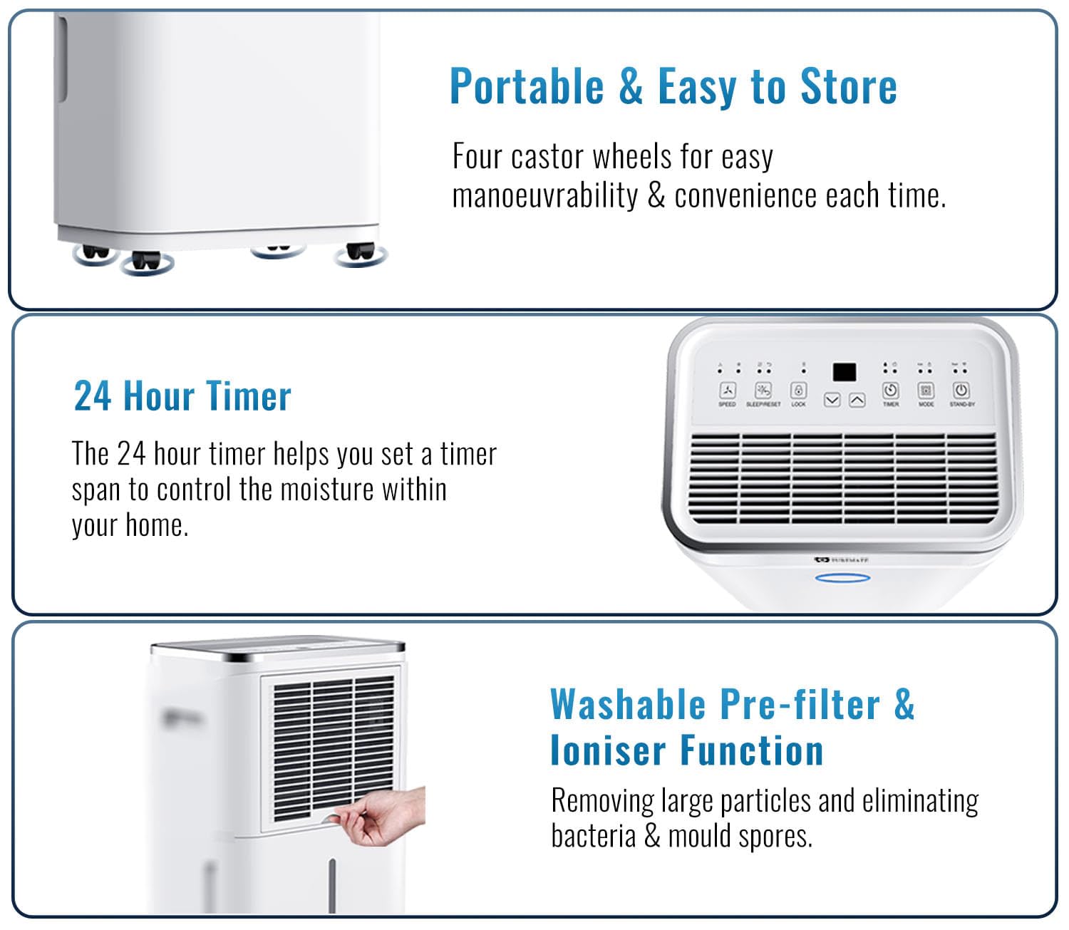 20L Portable Dehumidifier with Digital Display, Laundry Drying & Continuous Drainage