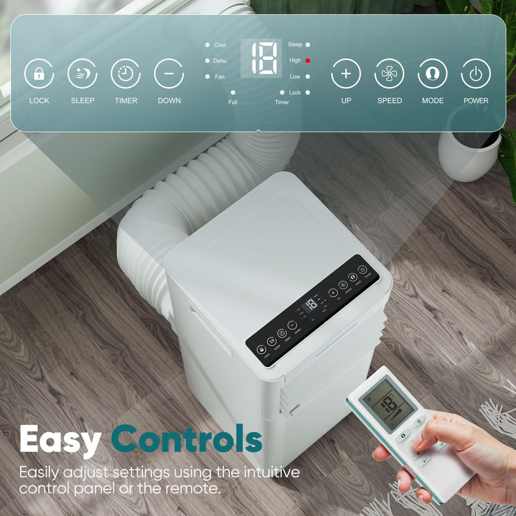 9000 BTU Portable Air Conditioner with Cooling, Fan & Dehumidifier Function