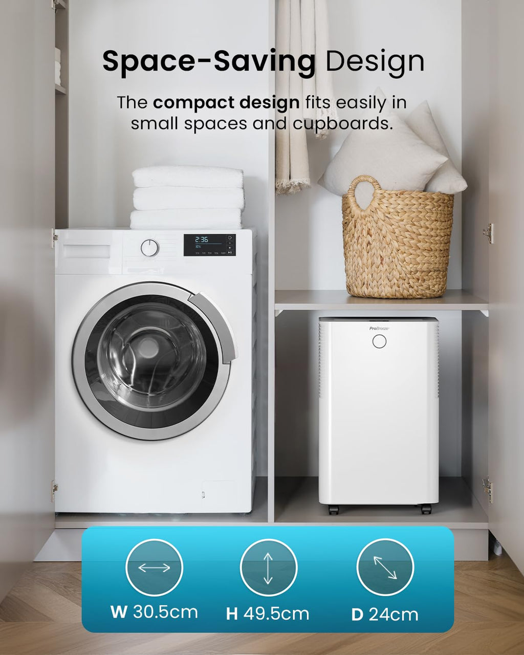 20L Smart WiFi Dehumidifier with Humidity Sensor, Laundry Mode & Continuous Drainage