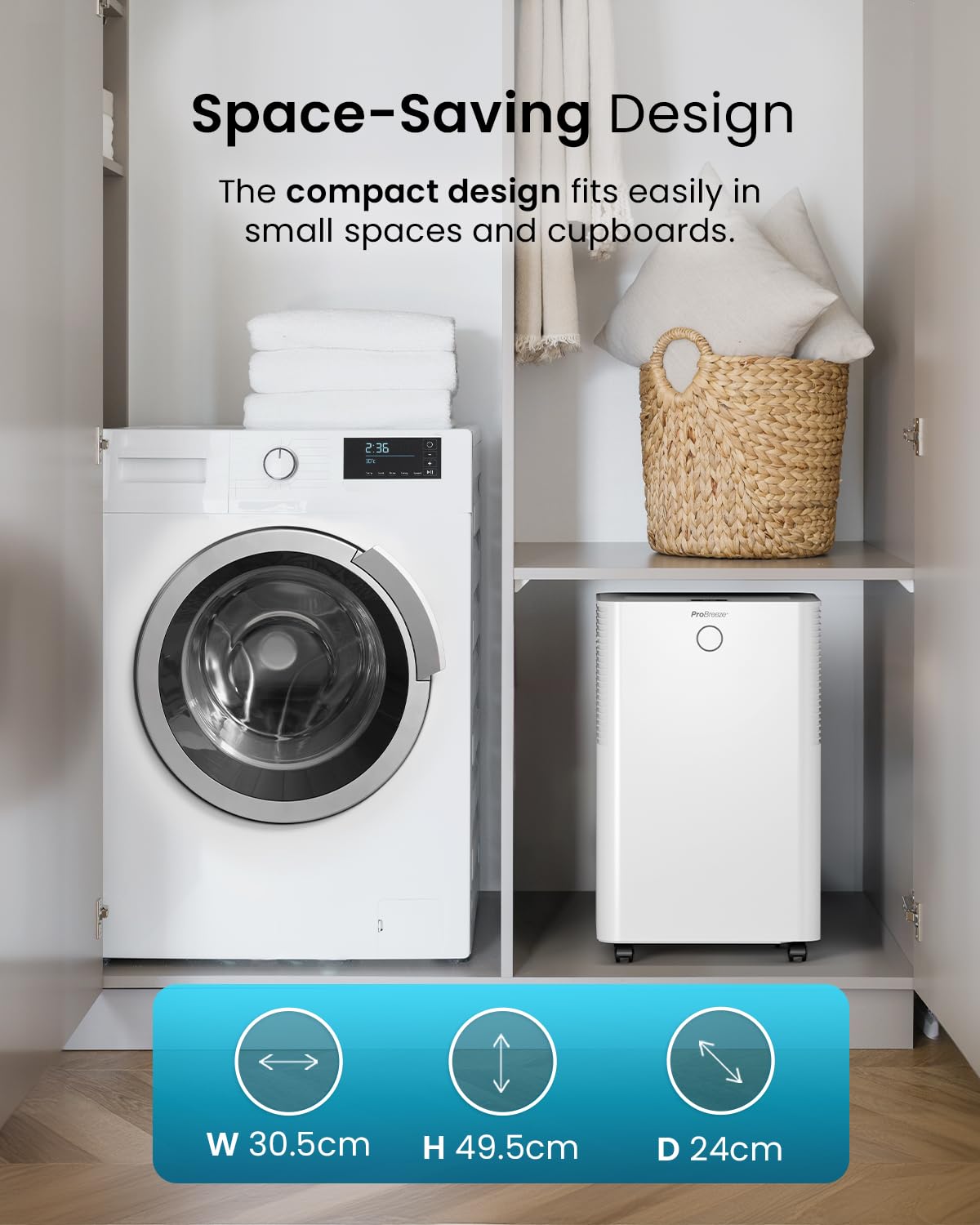 20L Smart WiFi Dehumidifier with Humidity Sensor, Laundry Mode & Continuous Drainage