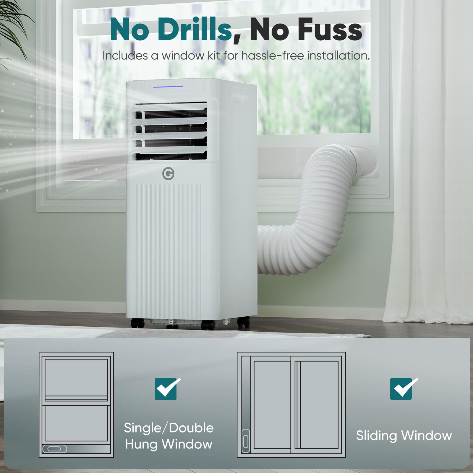 9000 BTU Portable Air Conditioner with Cooling, Fan & Dehumidifier Function