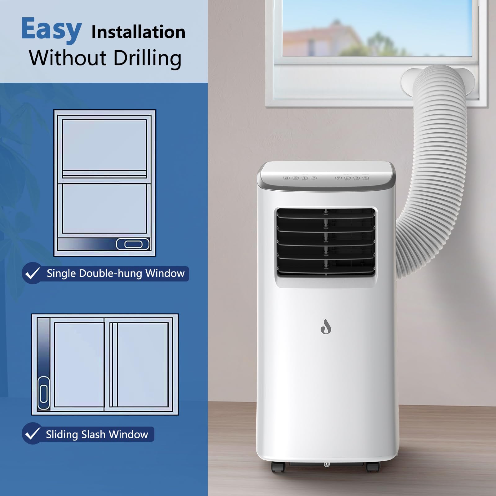 7000 BTU Portable Air Conditioner with Cooling, Fan, Dehumidifier & Sleep Mode