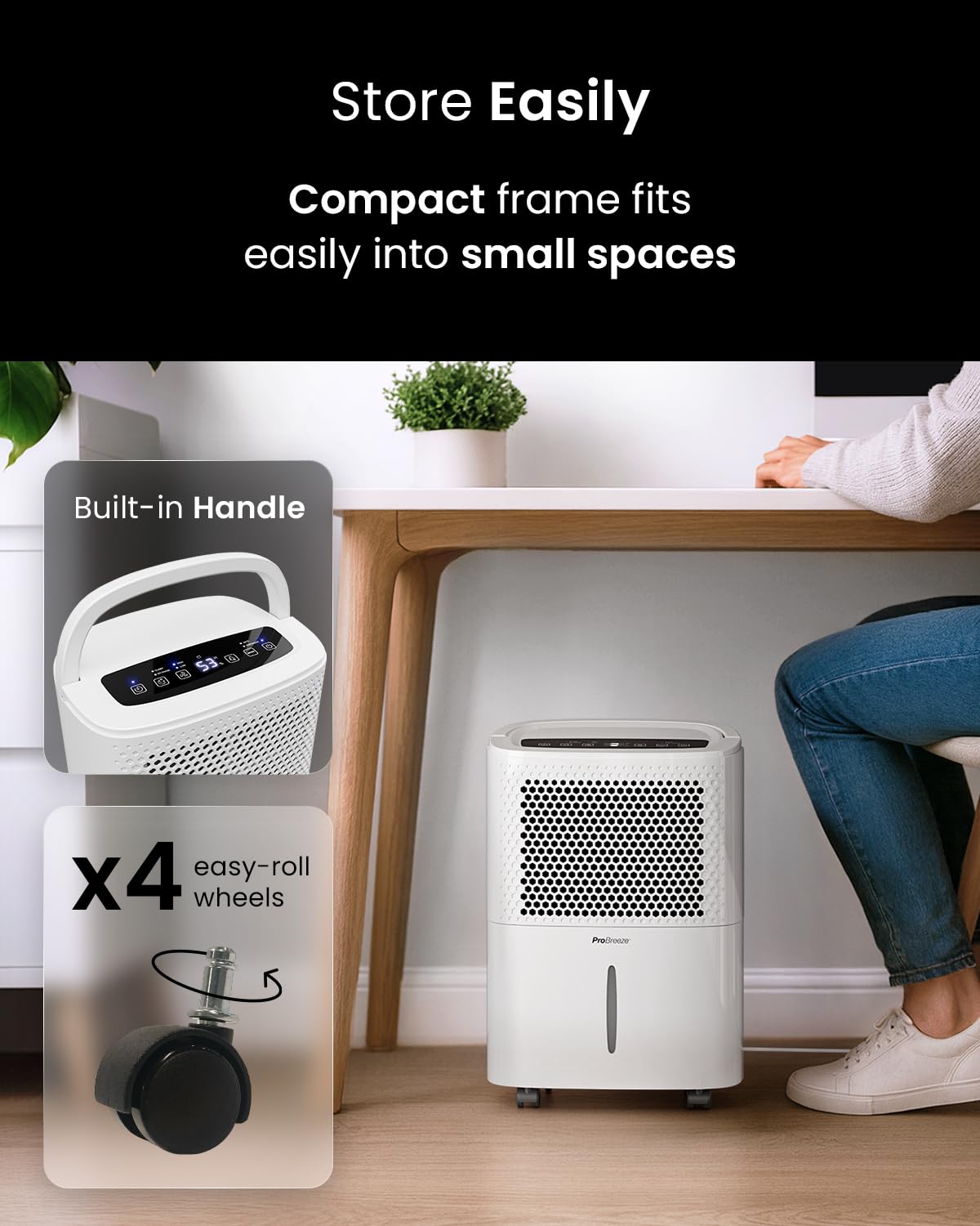 12L Compact Dehumidifier with Humidity Sensor, Sleep Mode & Laundry Drying