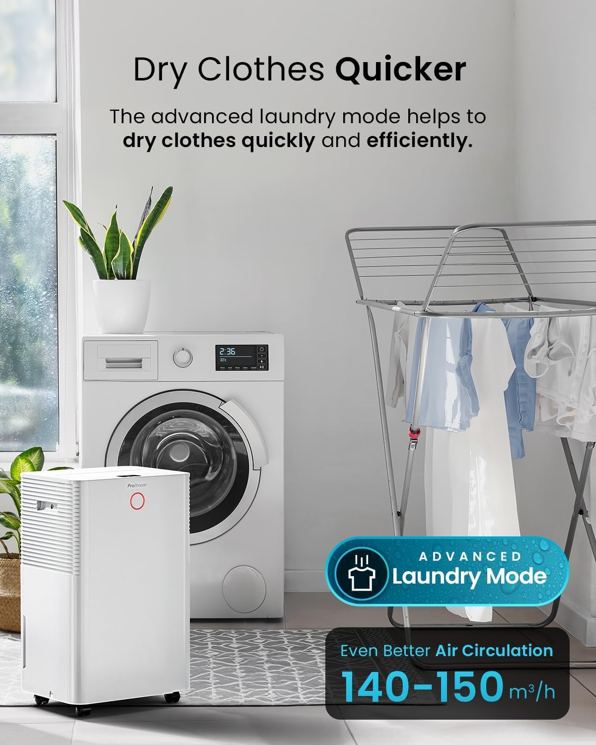 20L Smart WiFi Dehumidifier with Humidity Sensor, Laundry Mode & Continuous Drainage