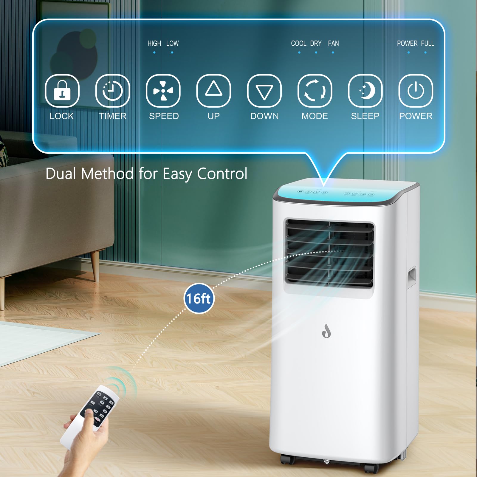 7000 BTU Portable Air Conditioner with Cooling, Fan, Dehumidifier & Sleep Mode