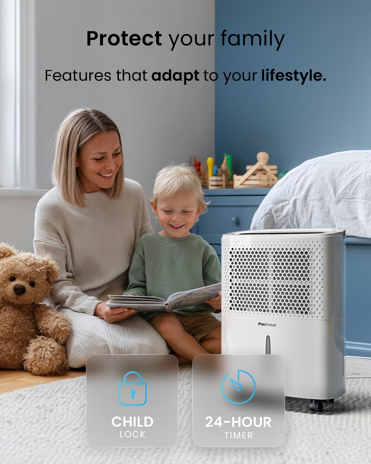12L Compact Dehumidifier with Humidity Sensor, Sleep Mode & Laundry Drying
