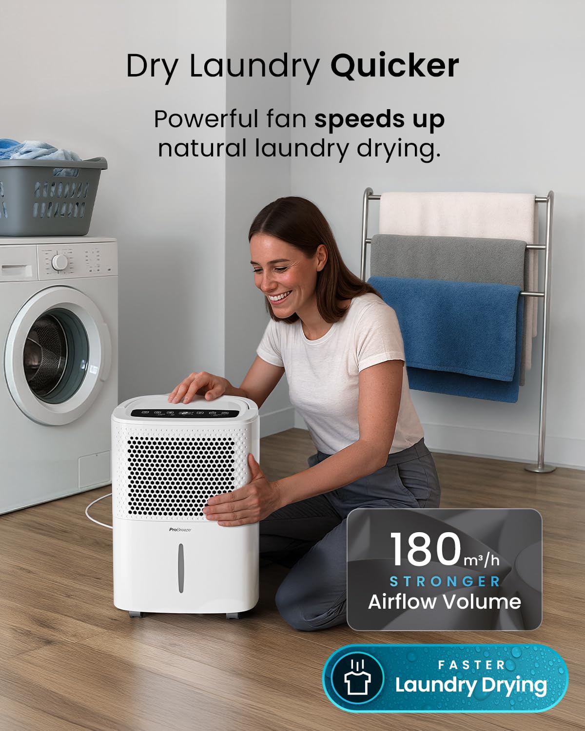 12L Compact Dehumidifier with Humidity Sensor, Sleep Mode & Laundry Drying
