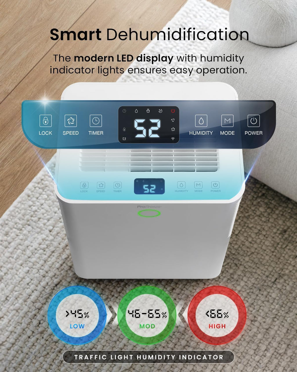 20L Smart WiFi Dehumidifier with Humidity Sensor, Laundry Mode & Continuous Drainage