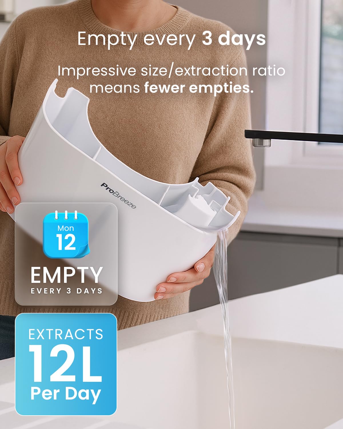 12L Compact Dehumidifier with Humidity Sensor, Sleep Mode & Laundry Drying