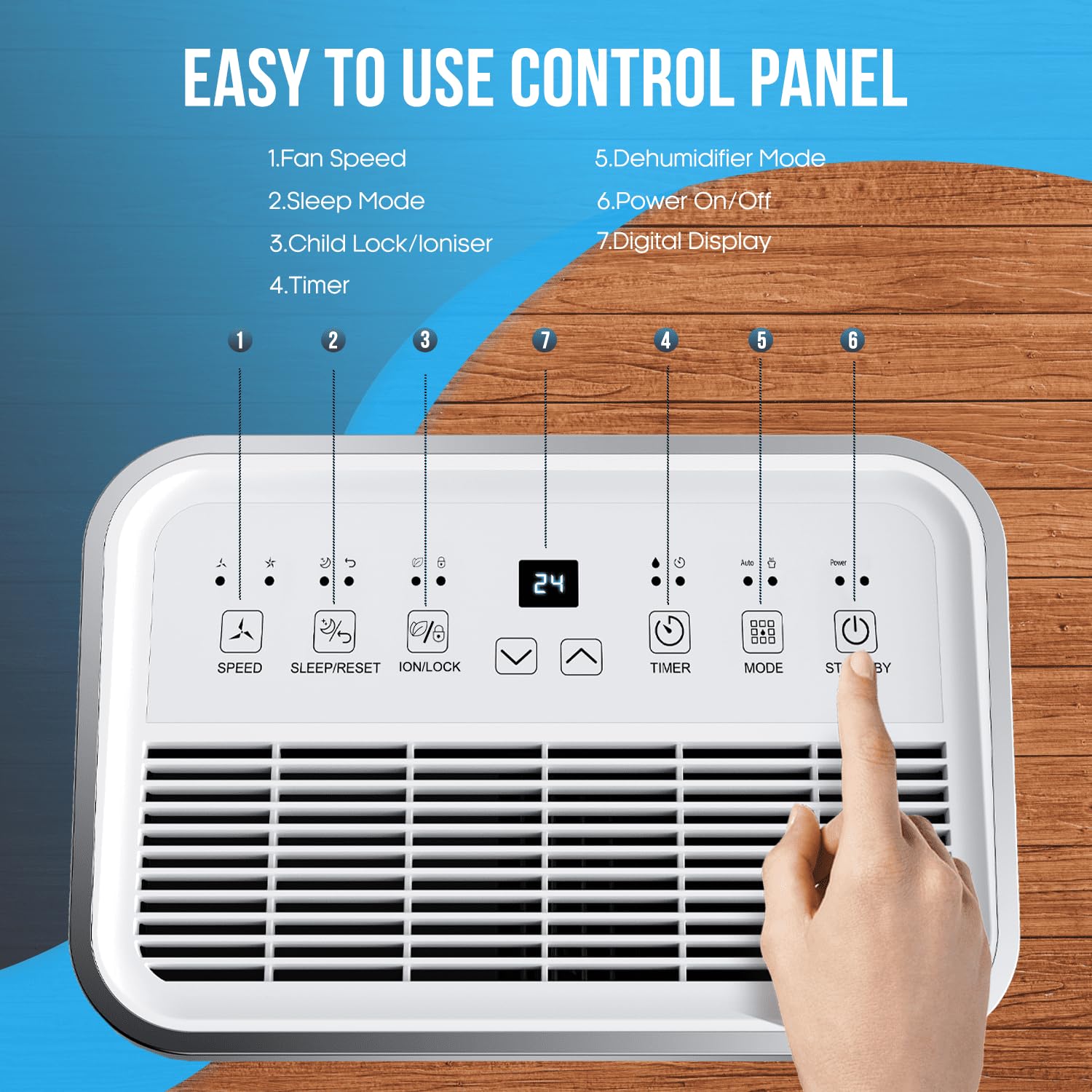 20L Portable Dehumidifier with Digital Display, Laundry Drying & Continuous Drainage