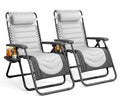 Set of 2 XXL Zero Gravity Reclining Garden Chairs with Cup Holder & Adjustable Headrest