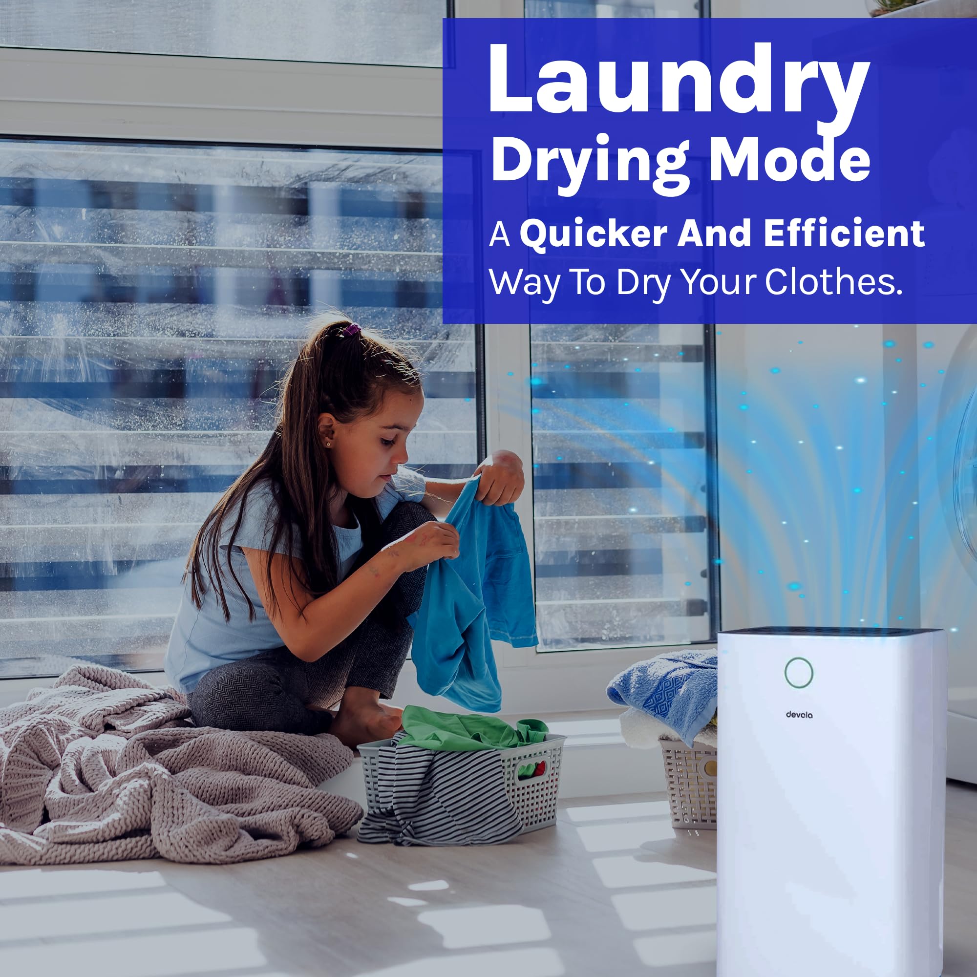 12L Low Energy Dehumidifier with Laundry Drying Mode & Continuous Drainage