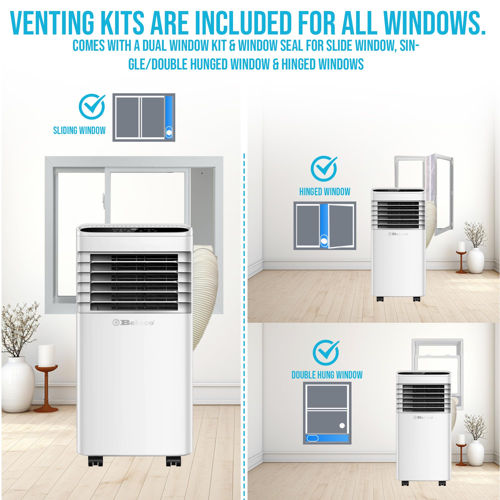 9000 BTU Portable Air Conditioner with Fan, Dehumidifier & Timer Function