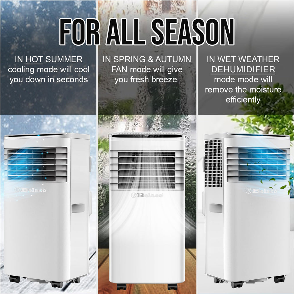 9000 BTU Portable Air Conditioner with Fan, Dehumidifier & Timer Function