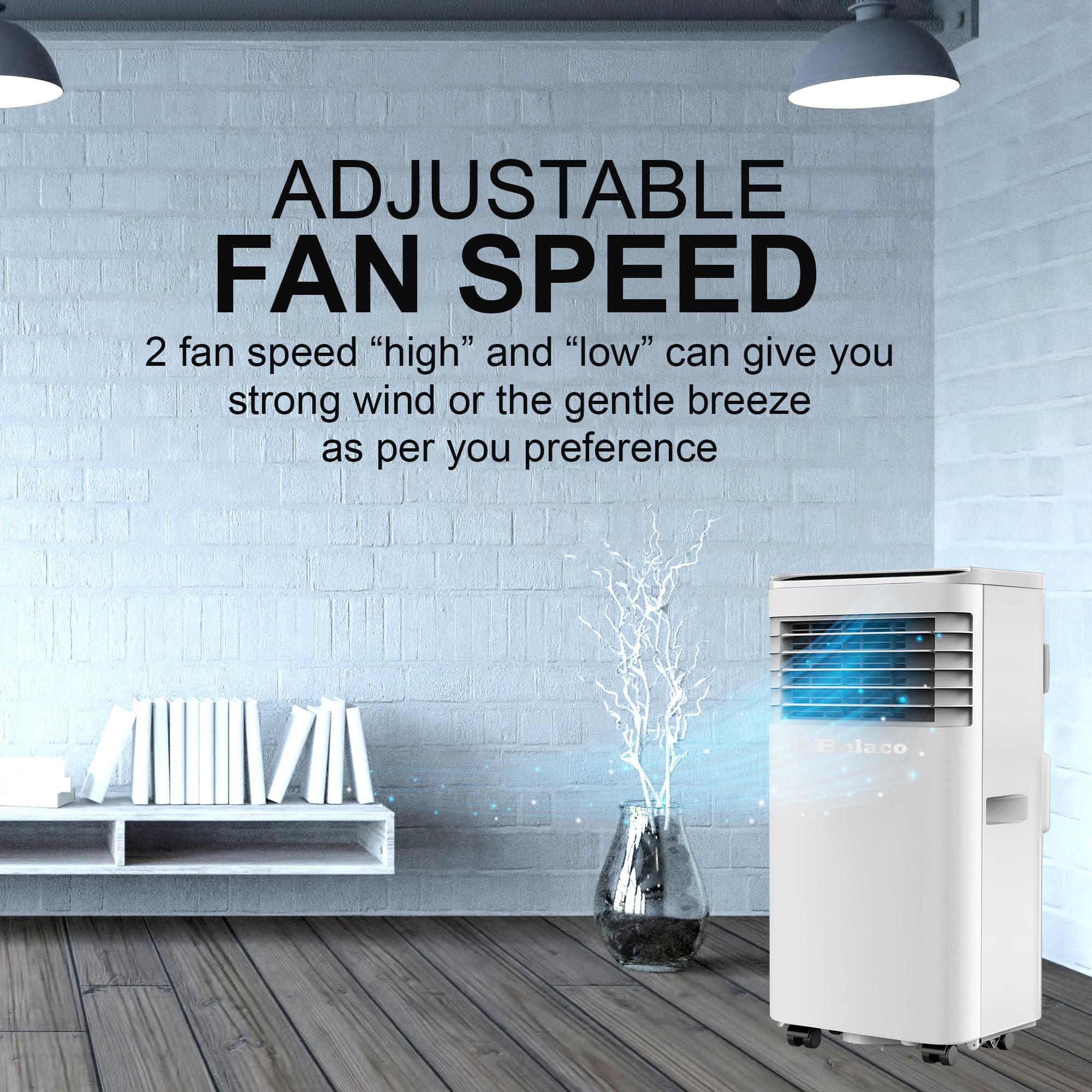 9000 BTU Portable Air Conditioner with Fan, Dehumidifier & Timer Function