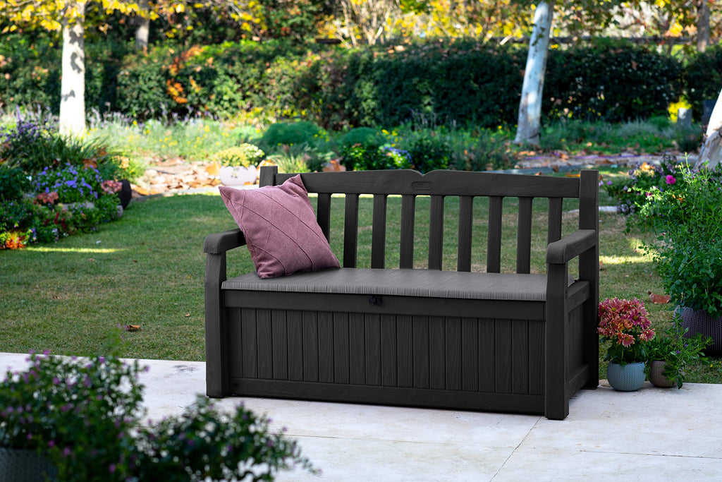 265L Outdoor Garden Storage Bench Box with Seating for 2, Weather Resistant Grey