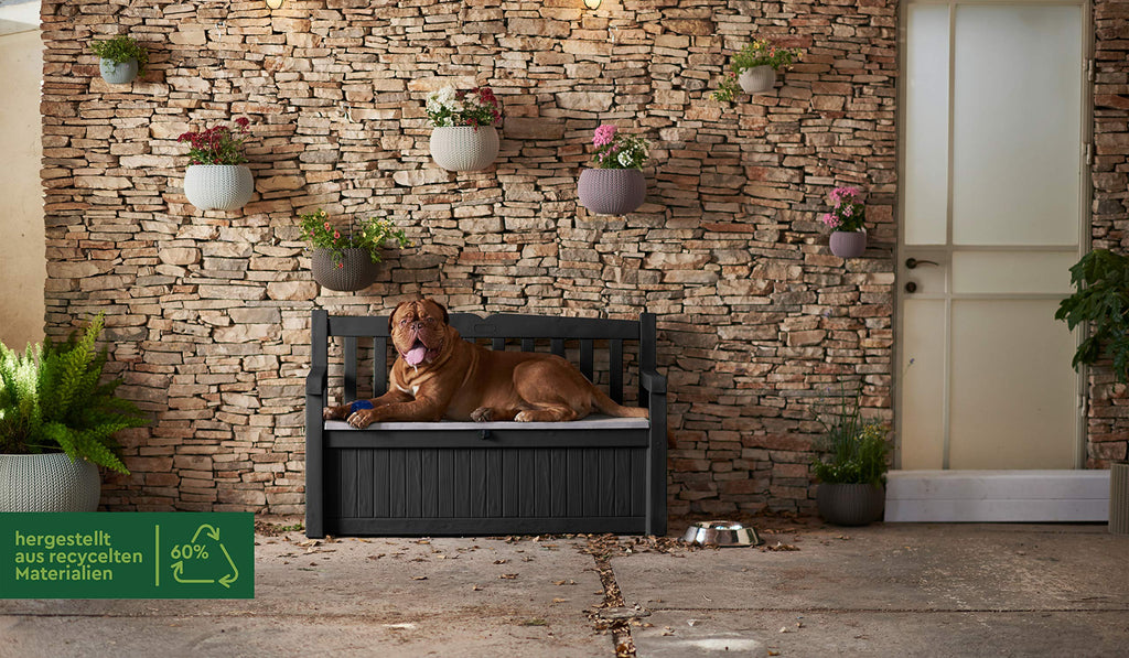 265L Outdoor Garden Storage Bench Box with Seating for 2, Weather Resistant Grey